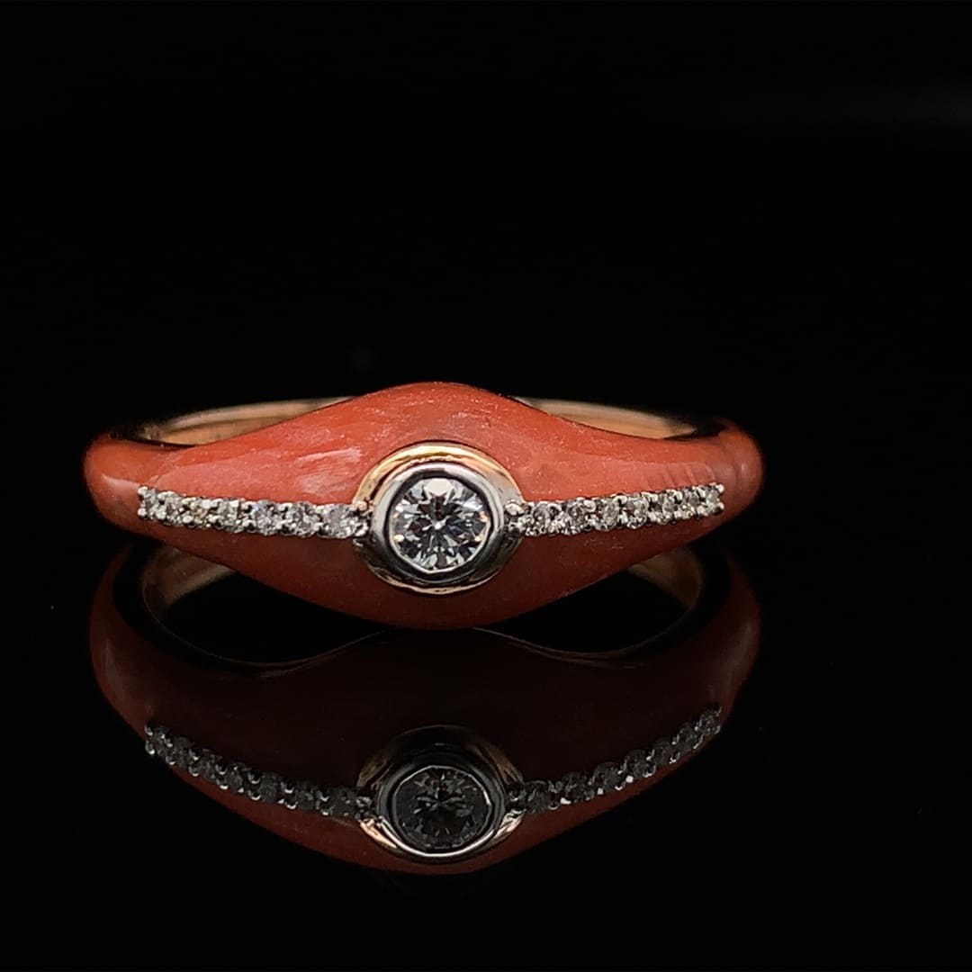 14kt Diamond ring Hallmarked
